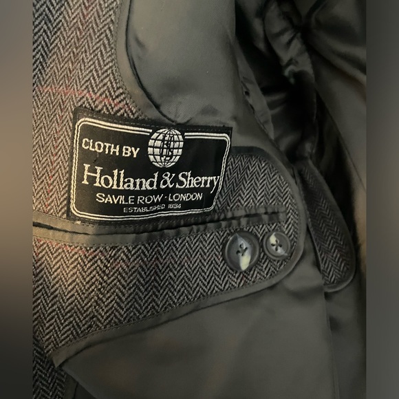 Vintage Holland and Sherry grey and red plaid sport coat - Picture 2 of 6